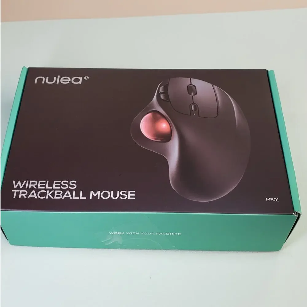 Nulea M501 Wireless Trackball Mouse Easy Thumb Control RED BALL Black Body